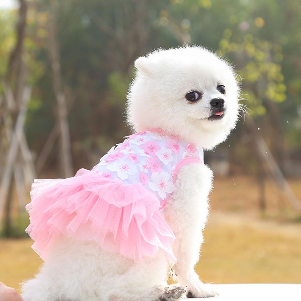 Pet Dog Dog Cat Cat Peach Blossom Skirt Clothes Teddy Bear Pet Supplies Dog Clothing
