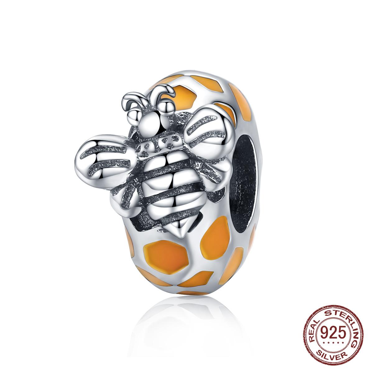 

925 Стерлинг Серебряный Соты и Пчела Космические бусы подходят женщины Браслеты