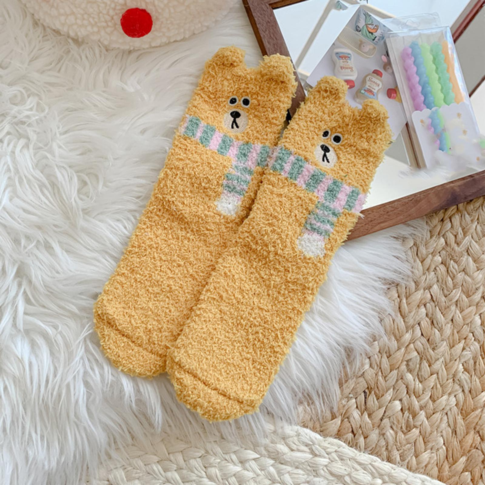 

Женские носки из кораллового вельвета, Детские теплые напольные носки средней длины, Утолщенные и велюровые носки One Size жёлтый