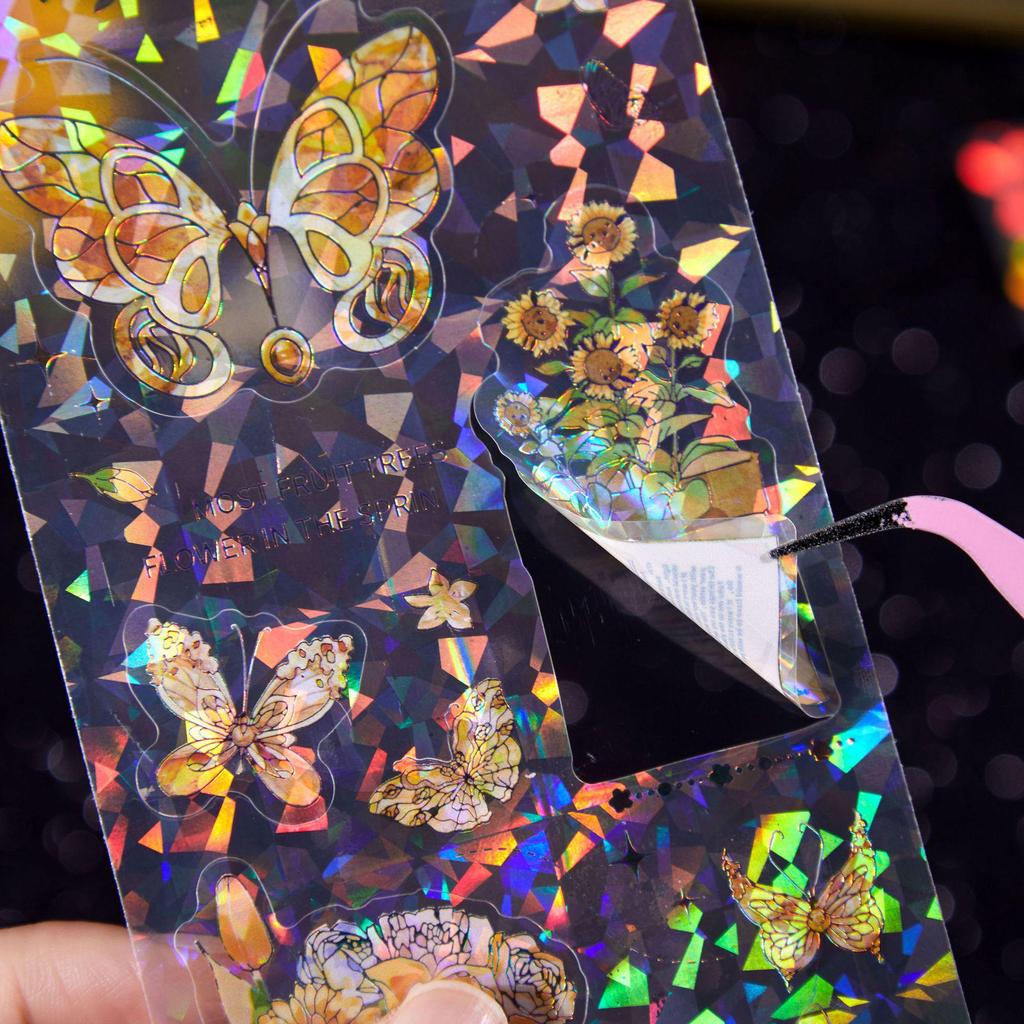 Sticker Boundary Dream Butterfly: Die-cut Shell Light Journal Decoration Stickers