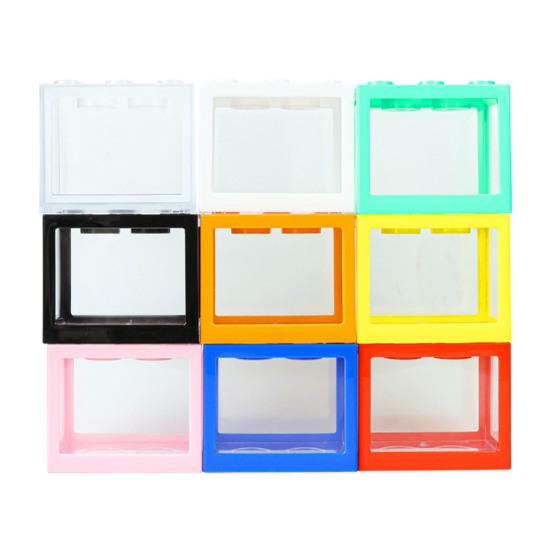 Mini Betta Fish Tank Stackable Building Block Tiny Aquarium Fish Bowl Clear Visible Rectangular Small Shrimp Fish Cube Tank Decoration