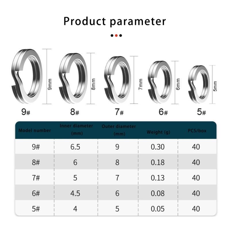 200Pcs Fishing Lures Rings Connector Fishing Lures Tackle Set, 5 Size High Strength Stainless Steel Fishing Split Rings