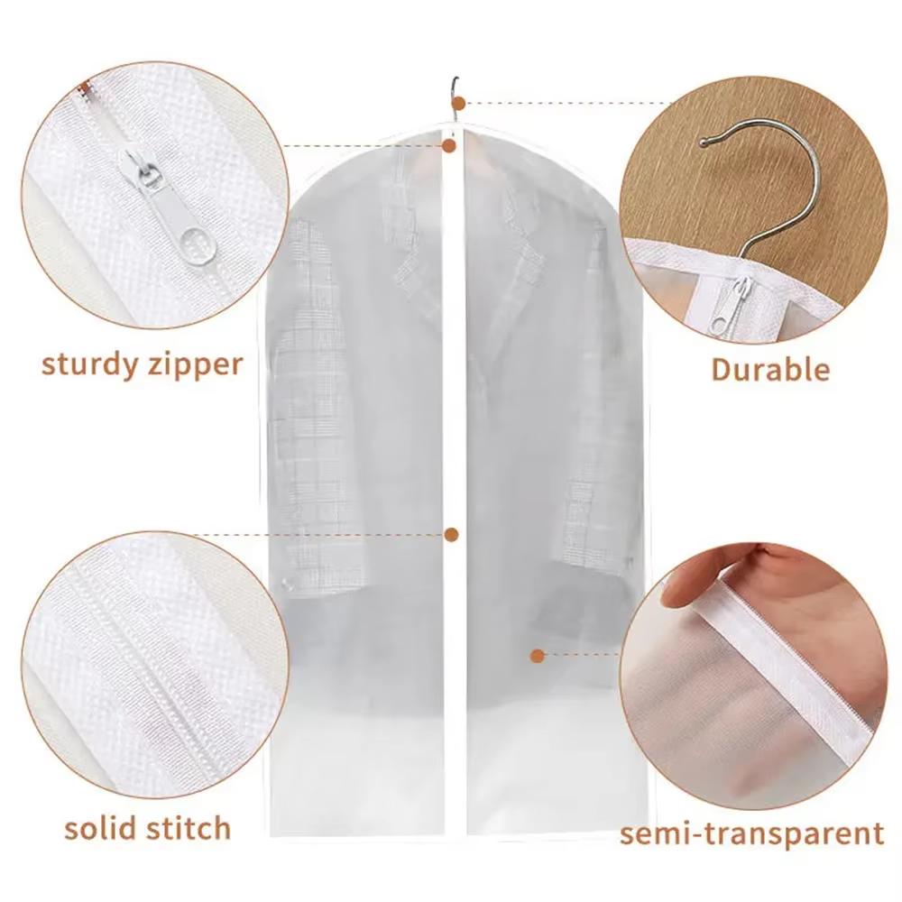 5PCS Dust Proof Garment Protector Cover Bag Fully Enclosed Clothes Cover with Zipper Clothes Bags Hanging Durable Storage Bag
