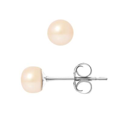 Ohrringe - - echte Zuchtperlen - 5-6mm - 925 Silber - Naturrosa