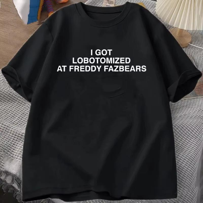 

Футболка с забавным мемом «Меня лоботомировали в Freddy Fazbears», напечатанные буквы, футболка с надписью «Графические наряды», топы с коротким рукавом S разноцветный