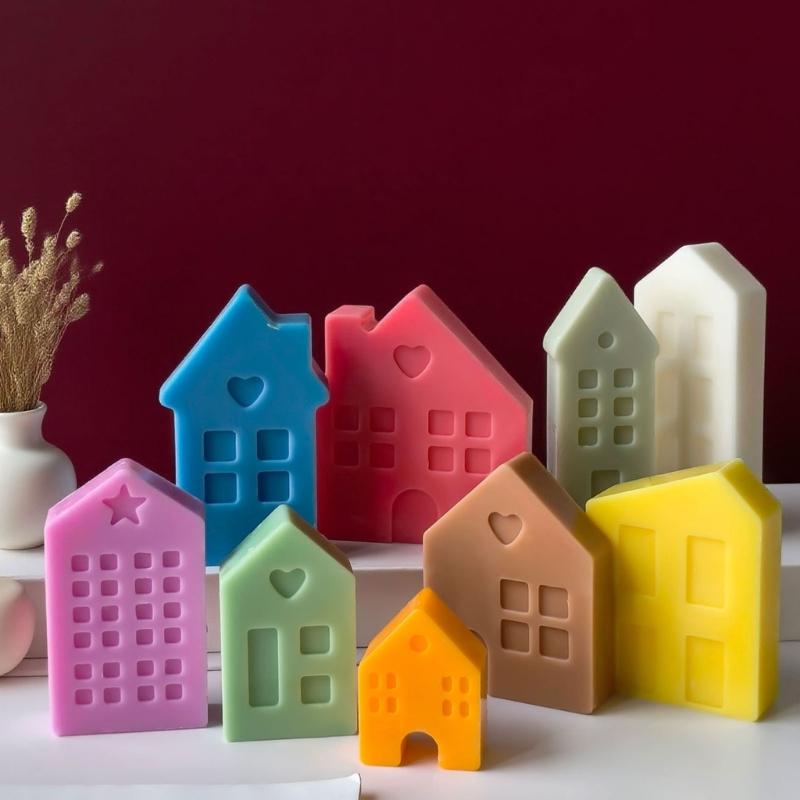 10 Cavities House Silicone Molds for Candle Soap Chocolate Home Decoration Cabin Silicone Candle Molds for Epoxy Resin