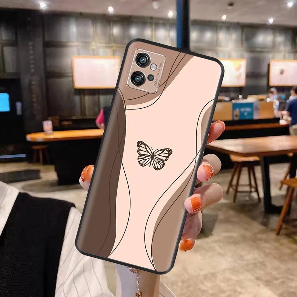 For Motorola Moto G32 Phone Case Heart-Butterfly Funda For Motorola Moto G32 MotoG32 Cover Protection Liquid Silicone Bumper