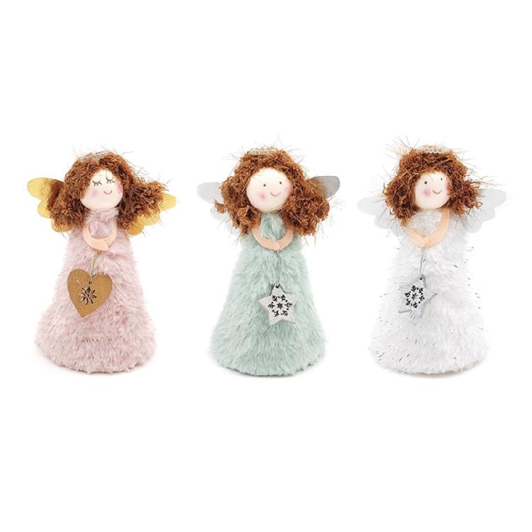 Christmas Tree Topper Angel Girl with Wings Figurine Xmas Tree Decor Accessory