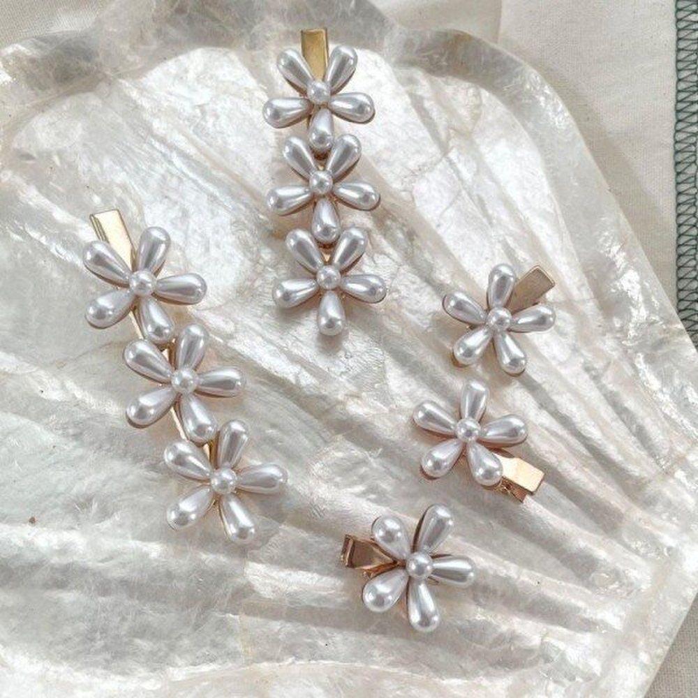 Mno Flower Pearl Hair Clip Three-flower Hair Pin Hair Pin Updo Hair Pin Half-up Hair Pin Hair Pin Women's Hair Clip