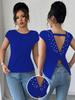 European-American Fashion Women's Solid Color Slim Fit Round Neck Short Sleeve Bodycon T-shirt