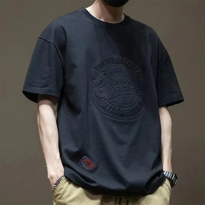 Men's O-neck T-shirt Male Solid Color Cotton 100% Short Sleeve Tops Summer Clothing Comfortable Casual Tees Steel Print Design Style