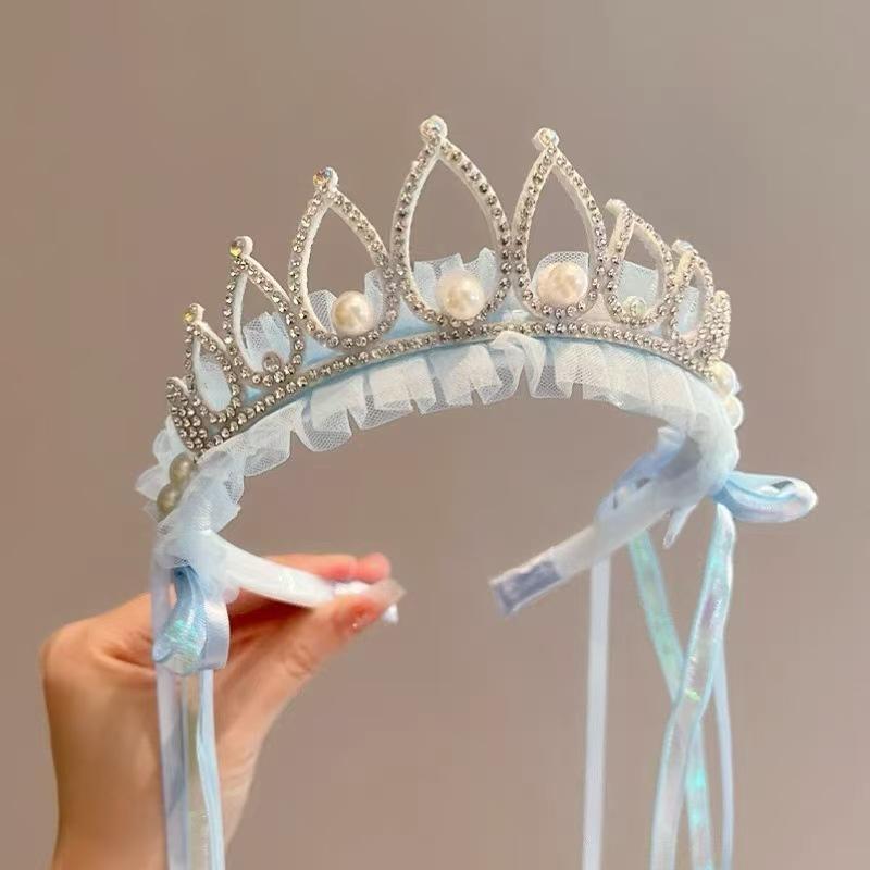 

Royal Blue Princess Crown Rhinestone Headband for Baby Girls Birthday Party Dress-up Hair Newborn Photography Accessories
