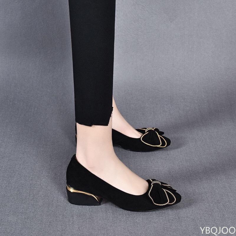 Fashionable Versatile Thick Heeled Women's Shoes,new Summer Shallow Mouth Flats Women's Elegant and Simple Mid Heeled Shoes