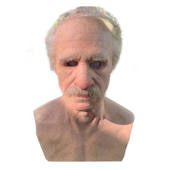 Gammal Mans Mask för Vuxna Realistisk Latex Äldre Människa Huvudtäckning med Livslika Rynkor för Halloween Maskerad Cosplay Kostymrekvisita