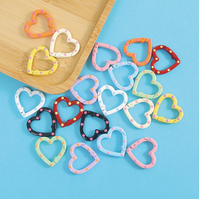 4 Pieces Of Colorful Love Spring Keychain Keyring Heart-Shaped Heart-Shaped Spring Ring Diy Jewelry Accessories