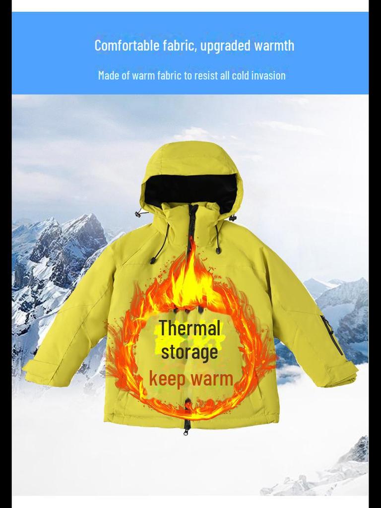 2023 Winter Children's Waterproof Ski Suit - Unisex Hooded, Breathable, and Insulated Jacket