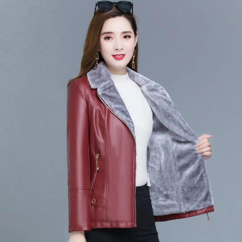 

Осенне-зимнее теплое пальто из искусственного меха, женская кожаная куртка, женские приталенные базовые куртки в стиле мотобайкер, плюшевая повседневная короткая верхняя одежда, размеры XL-6XL 6XL