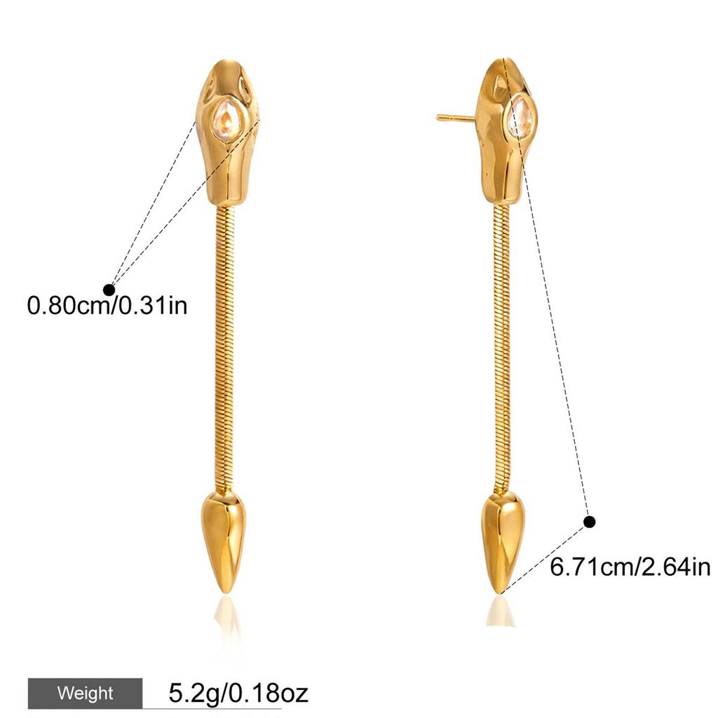 Yori Hot Style Stainless Steel Snake Tassel Drop Dangle Earrings Fashion Trendy Waterproof Daily Jewelry Gift