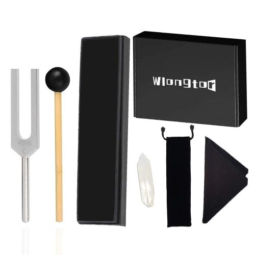 Wlongtor Tuning Fork, Energy Fork for Chakra Healing, Sound Therapy, Musical Instrument, Balancing, Healer, Includes Silicone Hammer Bag and Cleaning