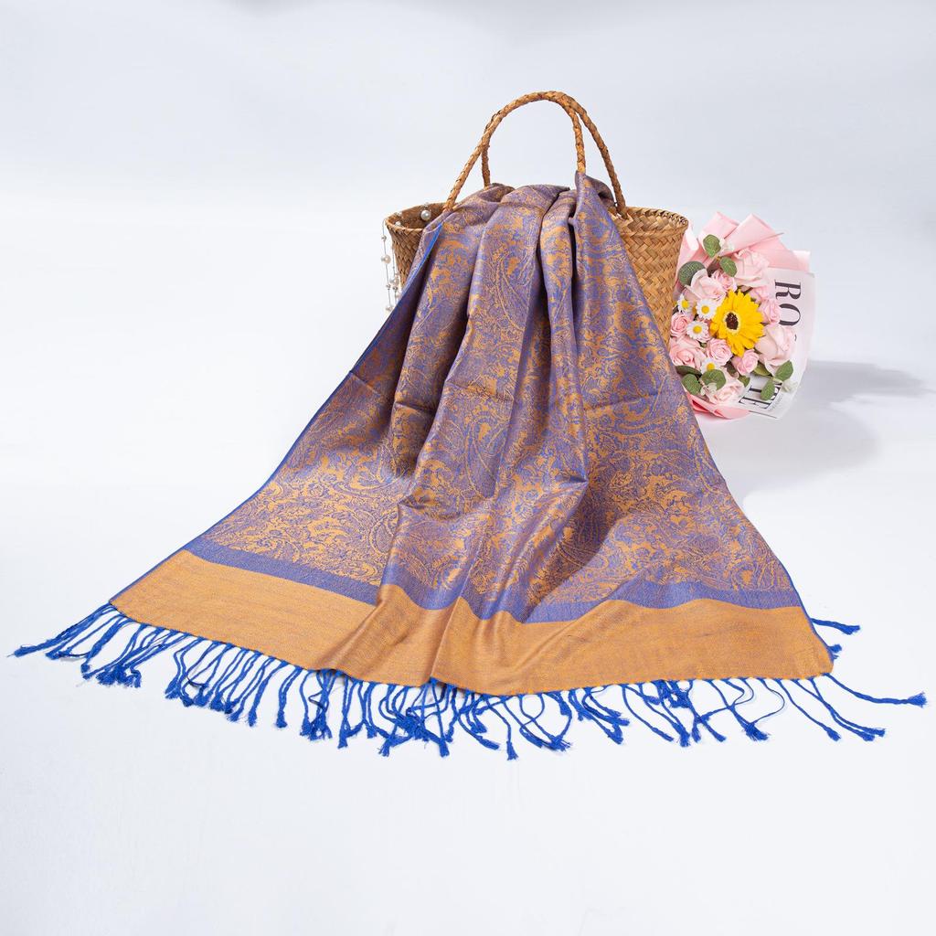 Ethnisch Stil Paisley Pashmina Hijab Schal mit Jacquard und Quasten