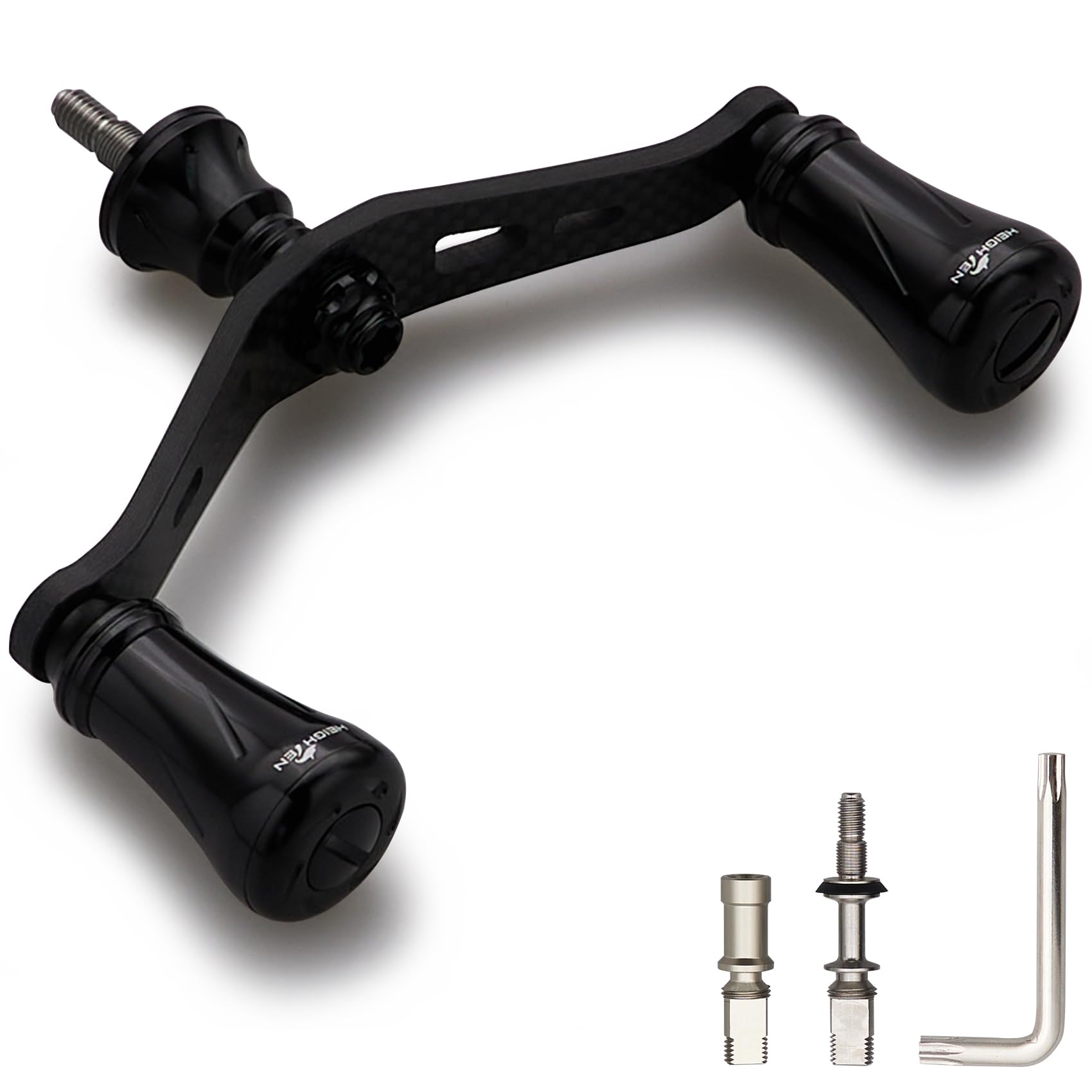 

HEIGHTEN 90мм Рукоятка катушки Shimano Daiwa Универсальная Карбоновая ткань Карбоновая кривошипная рукоятка для спиннинговых катушек Шахматная серия Ручка 1.5K (19мм - Черный) (0588)