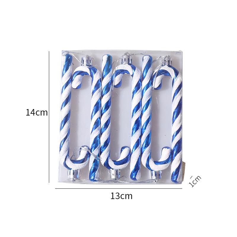 6pcs a Box Christmas Home Decorations Glitter Candy Cane Christmas Tree Decorations