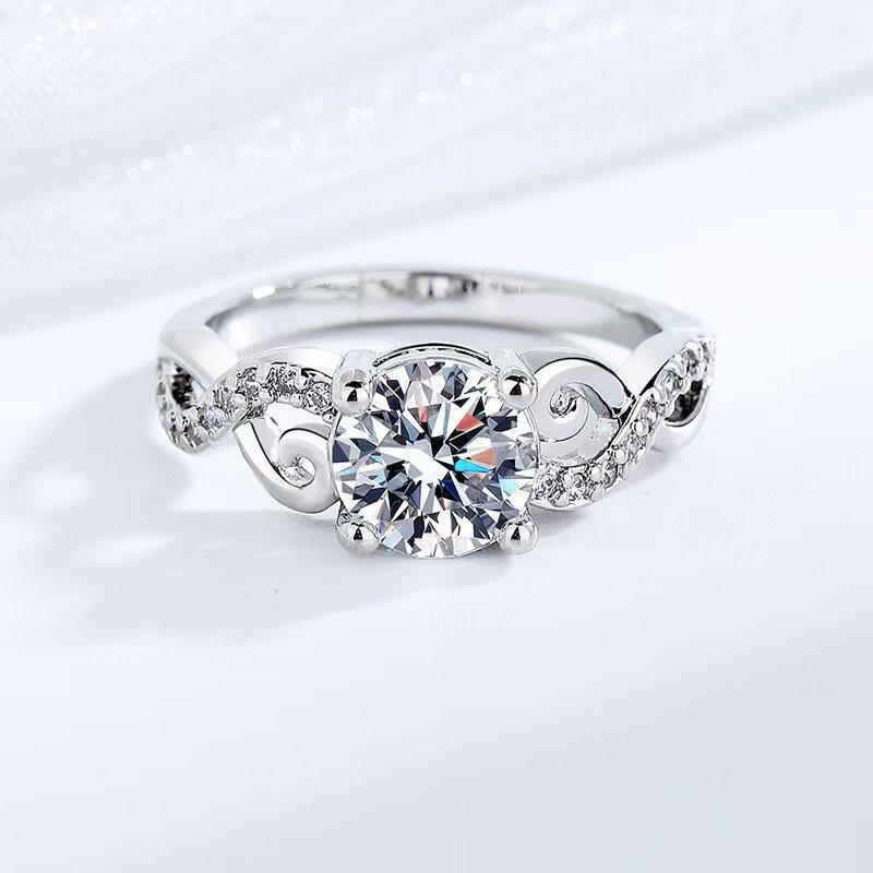 

New Moissanite Ring Shining Adjustable Simplicity Exquisite for Women Jewelry Wedding 925 Sterling Silver Plated 18K White Gold resizable