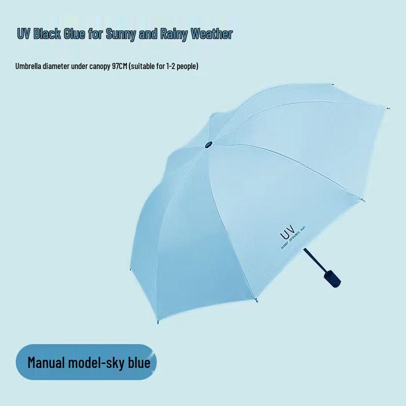 UV Umbrella: Sturdy 8-Rib, Manual Folding Dual-Use Sun & Windproof Parasol with Ultraviolet Protection.