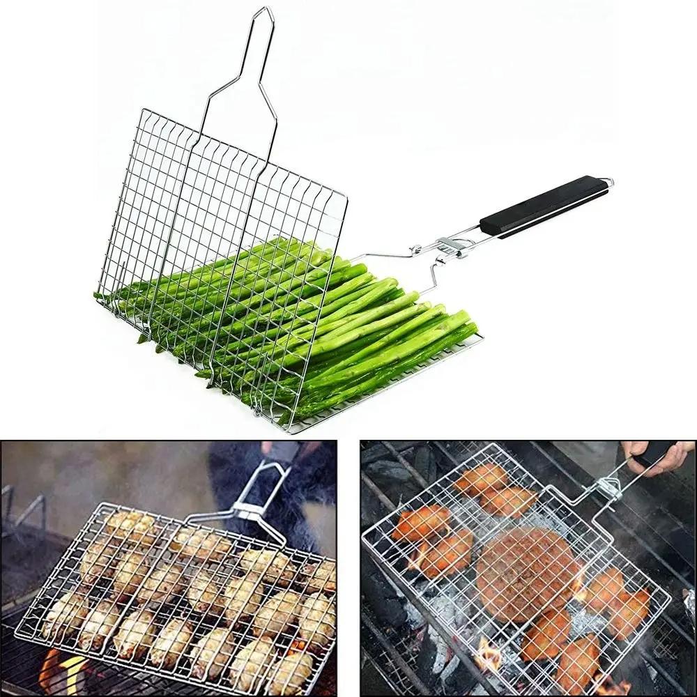 Stainless Steel BBQ Mesh Non Stick Grilling Basket Grill Mesh Mat Meat Vegetable Steak Picnic Party Barbecue Tool