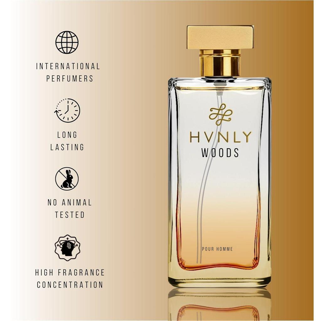 HVNLY Woods Eau De Parfum For Men | Long Lasting Luxury Perfume |Sandalwood, Oud Wood, Cardamom |