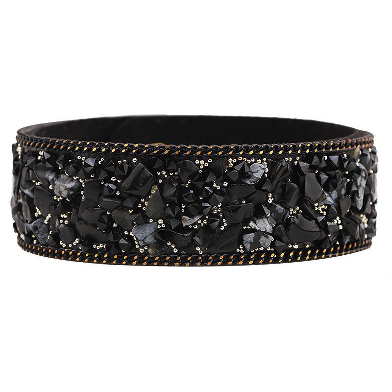 JMXD Suede Microfiber Leather Bracelet Crystal Stone Bangle Colorful Beaded Hand Chain Fashion Women Model Accessory Trendy Statement Jewelry