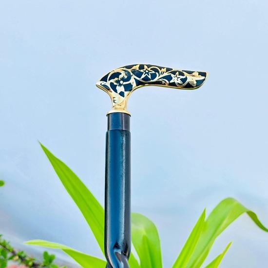 Victorian Flower Leaf Black Wooden Walking Stick Brass Cane Gift for Men Women Handmade Design Gift Everyday Use Best Gifts