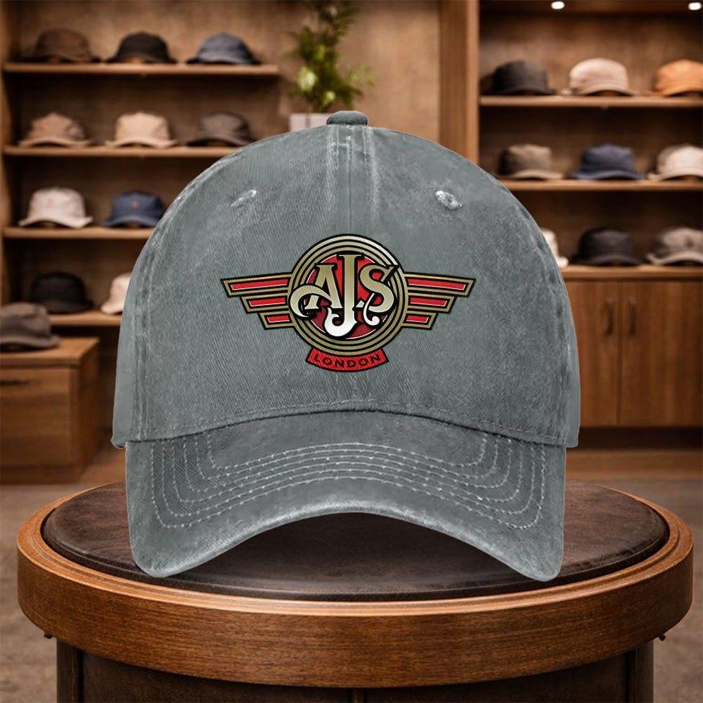 A UnisexS AJS Vintage Wing Baseball Cap Adjustable And Stylish for Outdoor Use Featuring an Urban Design This Lightweight And F
