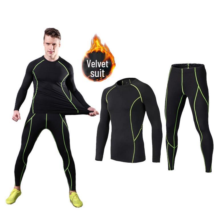 Herren Fleecegefütterter Kompressionsanzug: Warme, schnelltrocknende Basisschicht zum Laufen und Trainieren