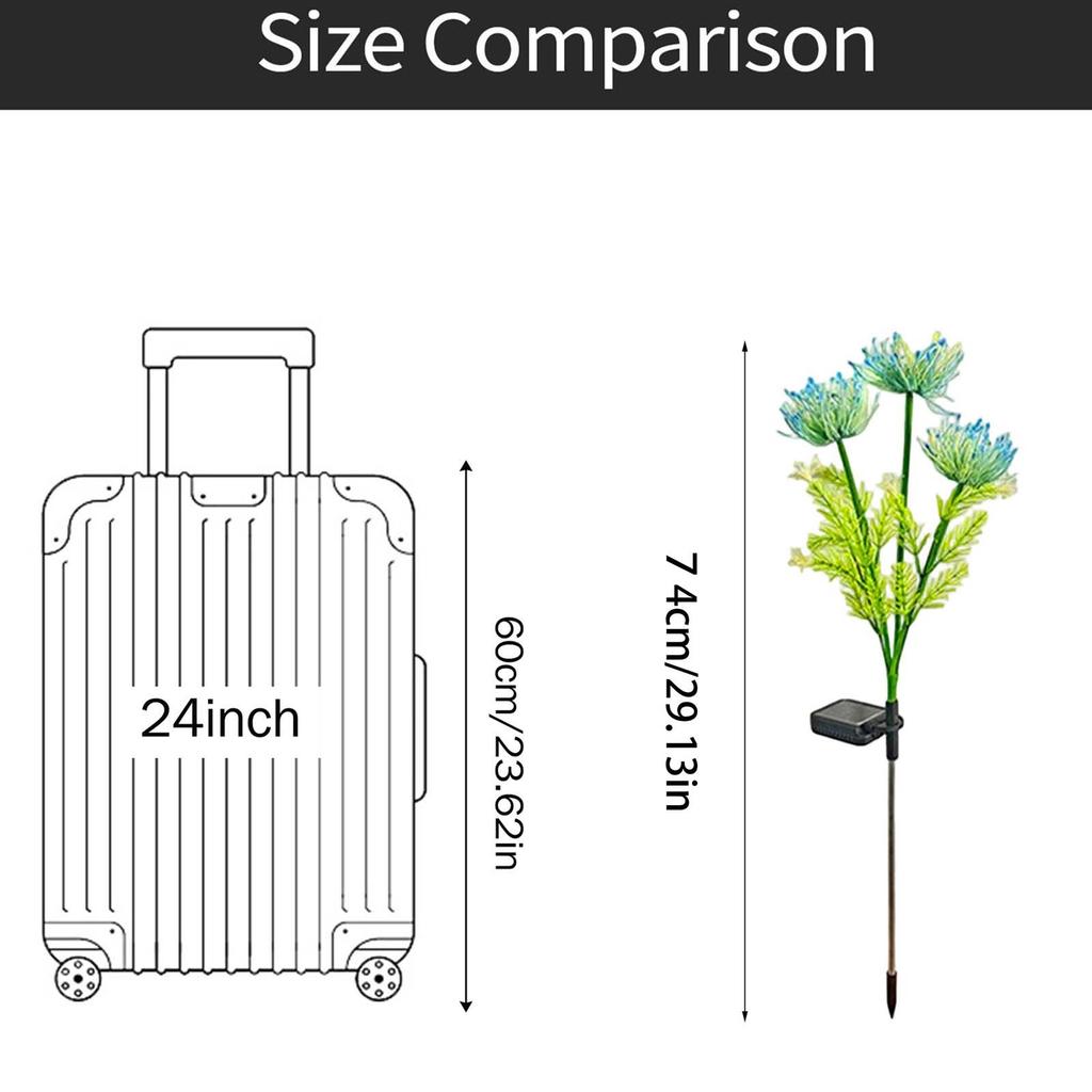 Solar Powered Garden Light Outdoor Decorative Lawn Stake with Artificial Flower Design and Stainless Steel Pole for Yard Pathway Lighting