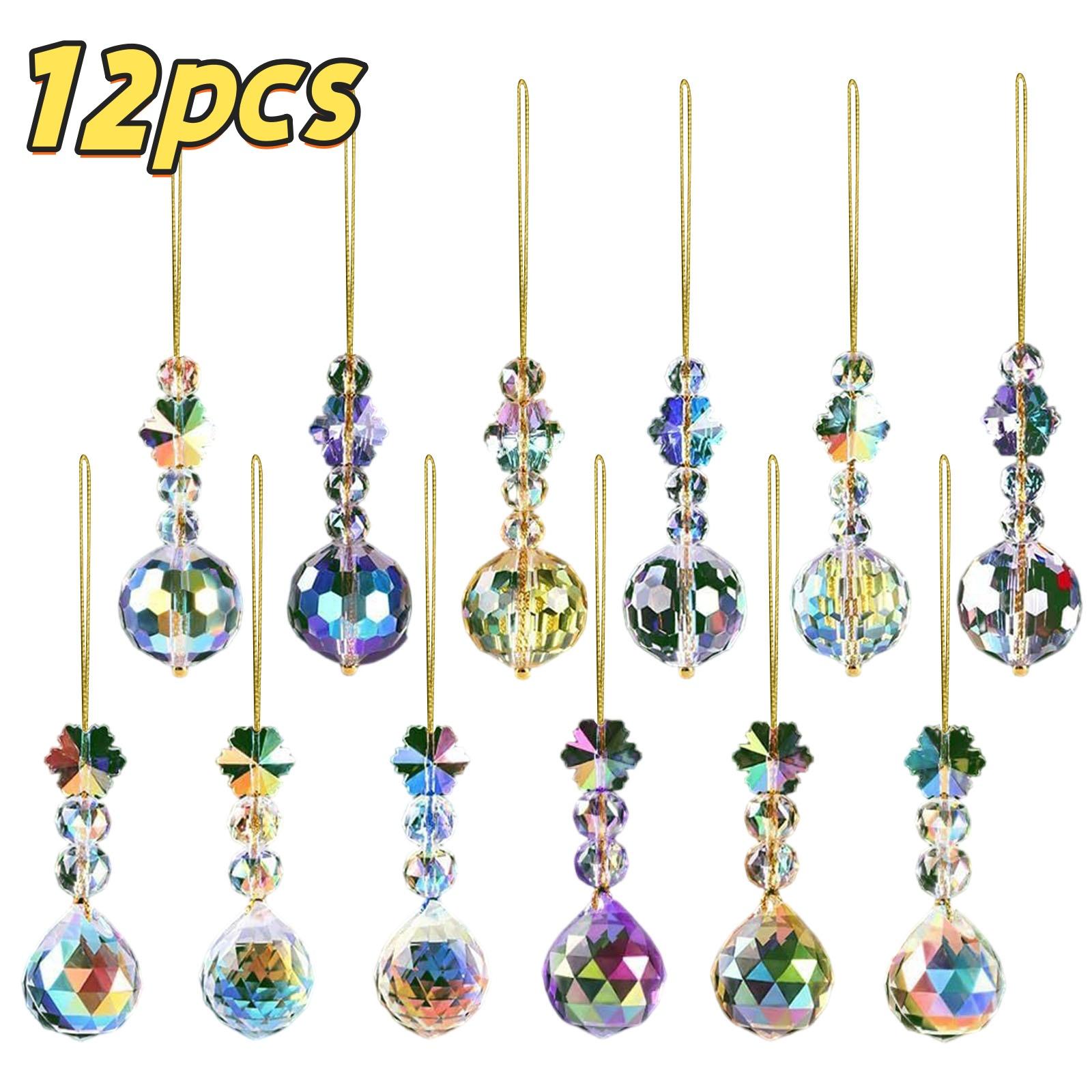 

12pcs Colorful Christmas Crystal Ball Ornaments,Prism Glass Ball Christmas Tree Decorations,Colorful Crystal Crystal Suncatcher One Size білий