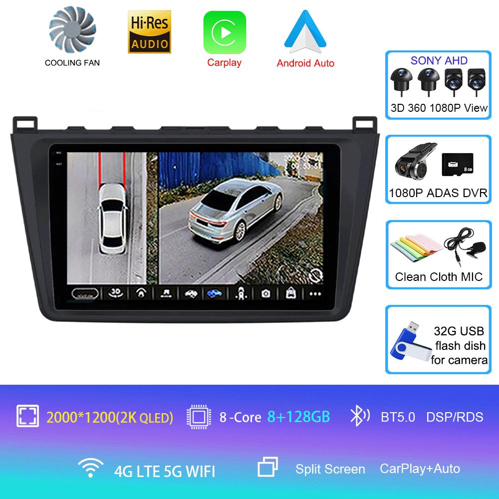 Android14 Carplay Auto Car Radio For Mazda 6 GH 2007 2008 2009 2010 2011 2012 Multimedia GPS Video Player Stereo 2din Head Unit