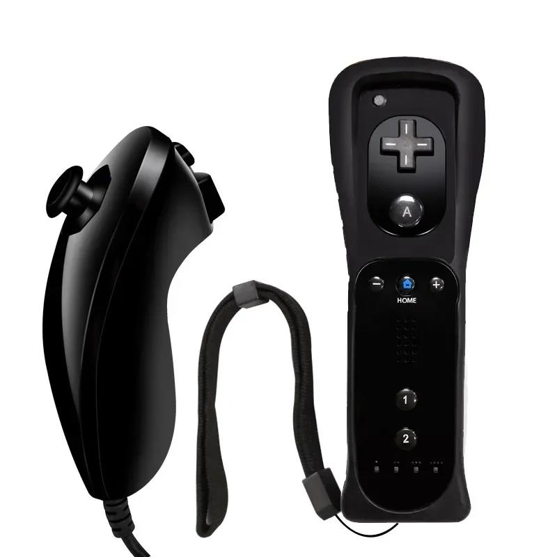 2 in 1 Remote and Nunchuck Controller Remote Controller Gamepad Nunchuck Controller with Silicone Case for Nintendo Wii чёрный
