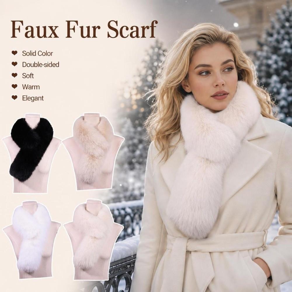 Soft Faux Fur Scarf Double-sided Women Winter Scarves Fashion Thickened Neckscarf Unisex