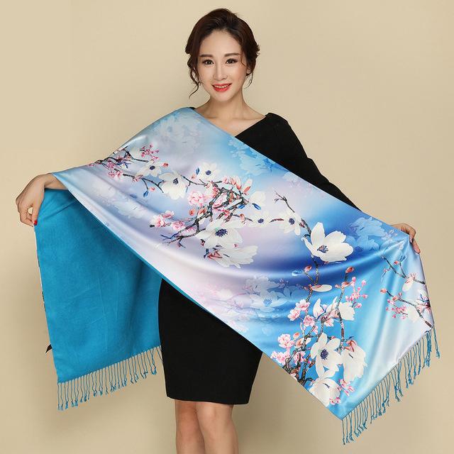 New Arrival Shawl Scarf  Women Double Side Satin Shawl Female High Quality Print Hijab Winter Scarf Fashion Shawl