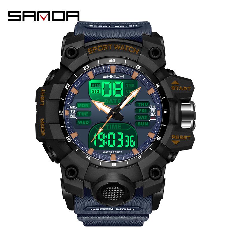 Sanda Youth Fashion Luminous Waterproof Shockproof Alarm Men's Watch