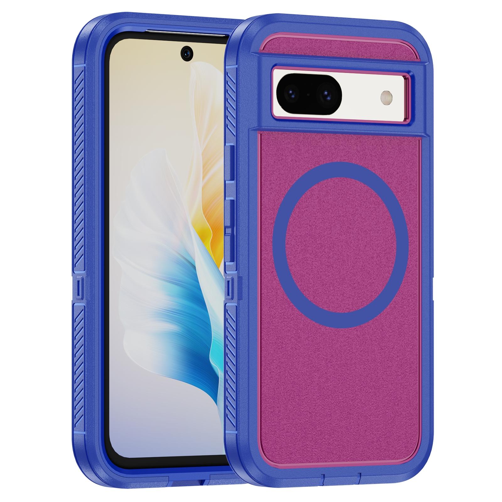 

For Google Pixel 8a Case Matte TPU+PC Back Drop-proof Phone Cover Compatible with MagSafe Blue Rose