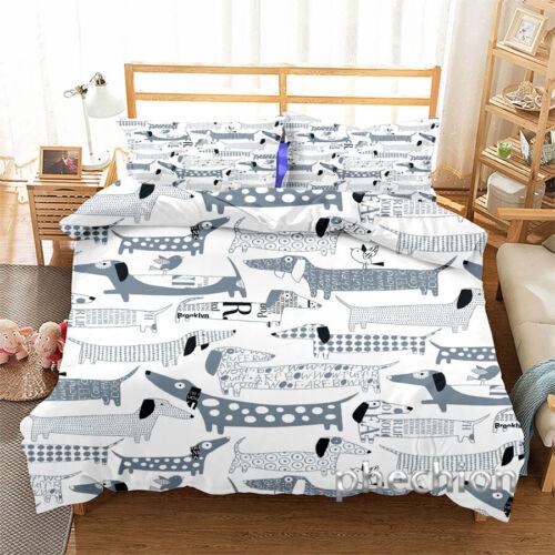 Set copripiumino e federa per bassotto 3D, set di biancheria da letto singolo, matrimoniale, queen size