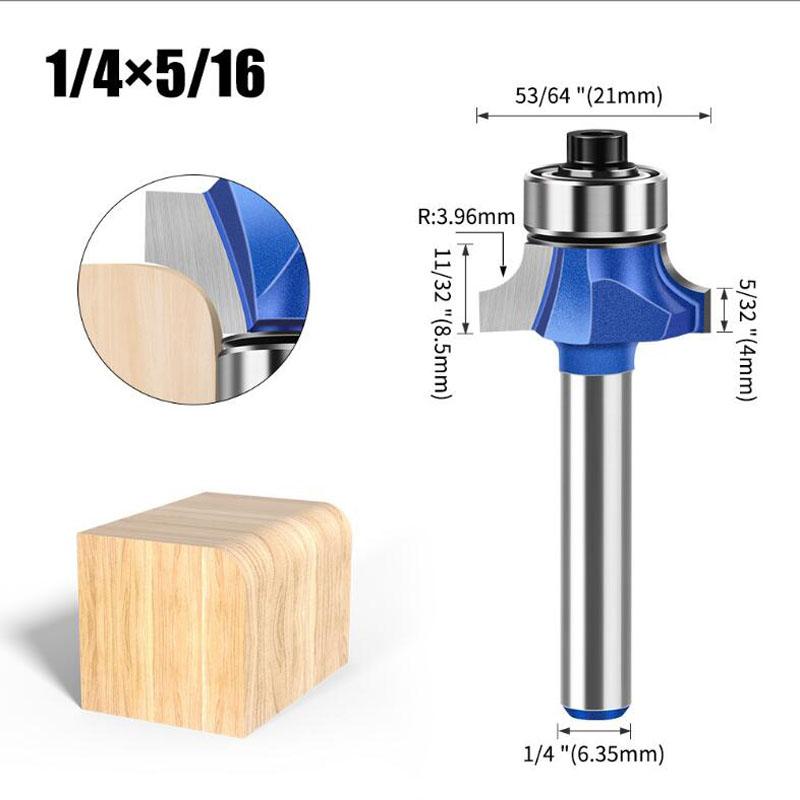 1/4 Inch Shank 6mm Shank Blue Roundover Router Bit Set Carbide Wood Router Bits for Woodworking