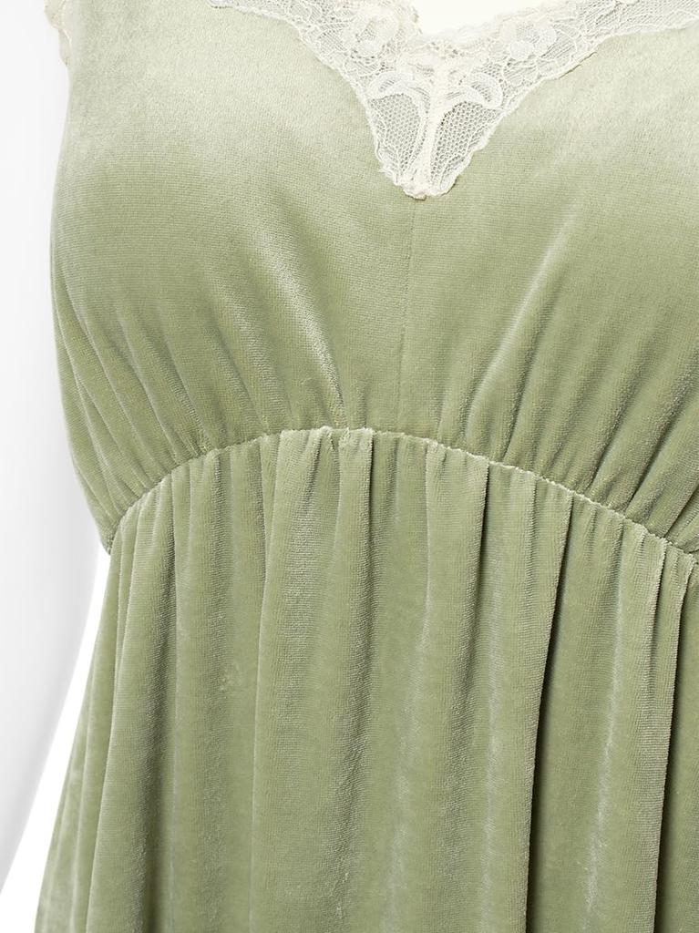 Velvet X Lace Dress PWCO254285GRNF [MUCHA] Cup-in