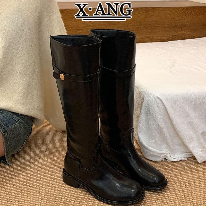 Cowhide Version Inner Height-increasing Long Boots Women's Boots But Knee-high Boots Thick Heel Thin Western Cowboy Boots Knight Boots