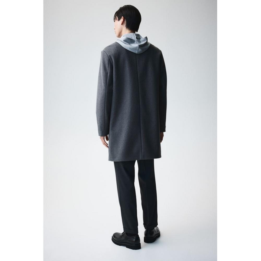 H M sliM Fit Wool Blend Coat Dark Grey