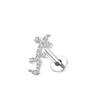 Stainless Steel Lip Ring Threaded Leaf Piercing Jewelry Micro Paved Zircon Minimalist Design