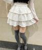 WEGO PHILLY Side Ribbon Tiered Mini Korean Size White Skirt, Spring/Summer Outfit, Girly, Casual, Cute, Style, Gift, Present, Spring, Summer, Autumn,