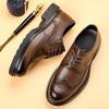 Men's Leather Shoes Leather Dress Men's Shoes Brock Leather Shoes High-end British Platform Shoes Large Size
